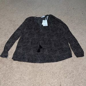 NWT DR2 Tassel Polka Dot Blouse
